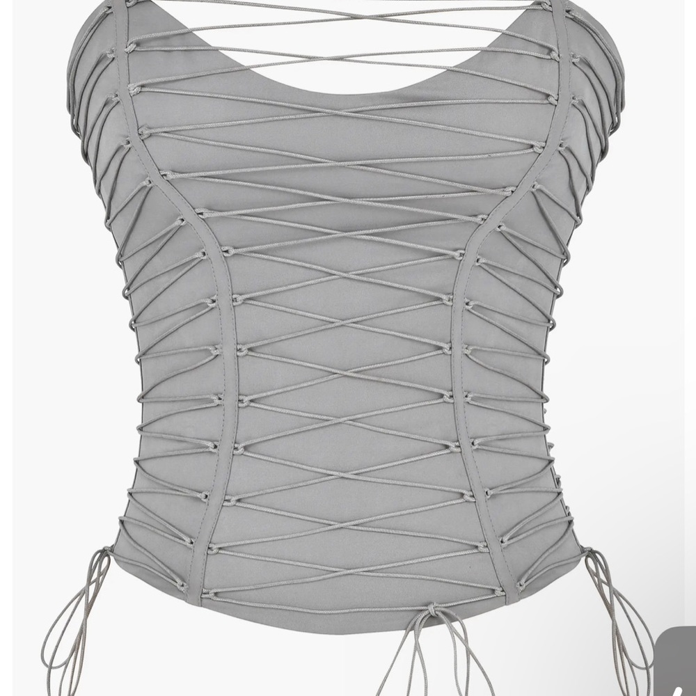 Grey lace up corset top from house of cb